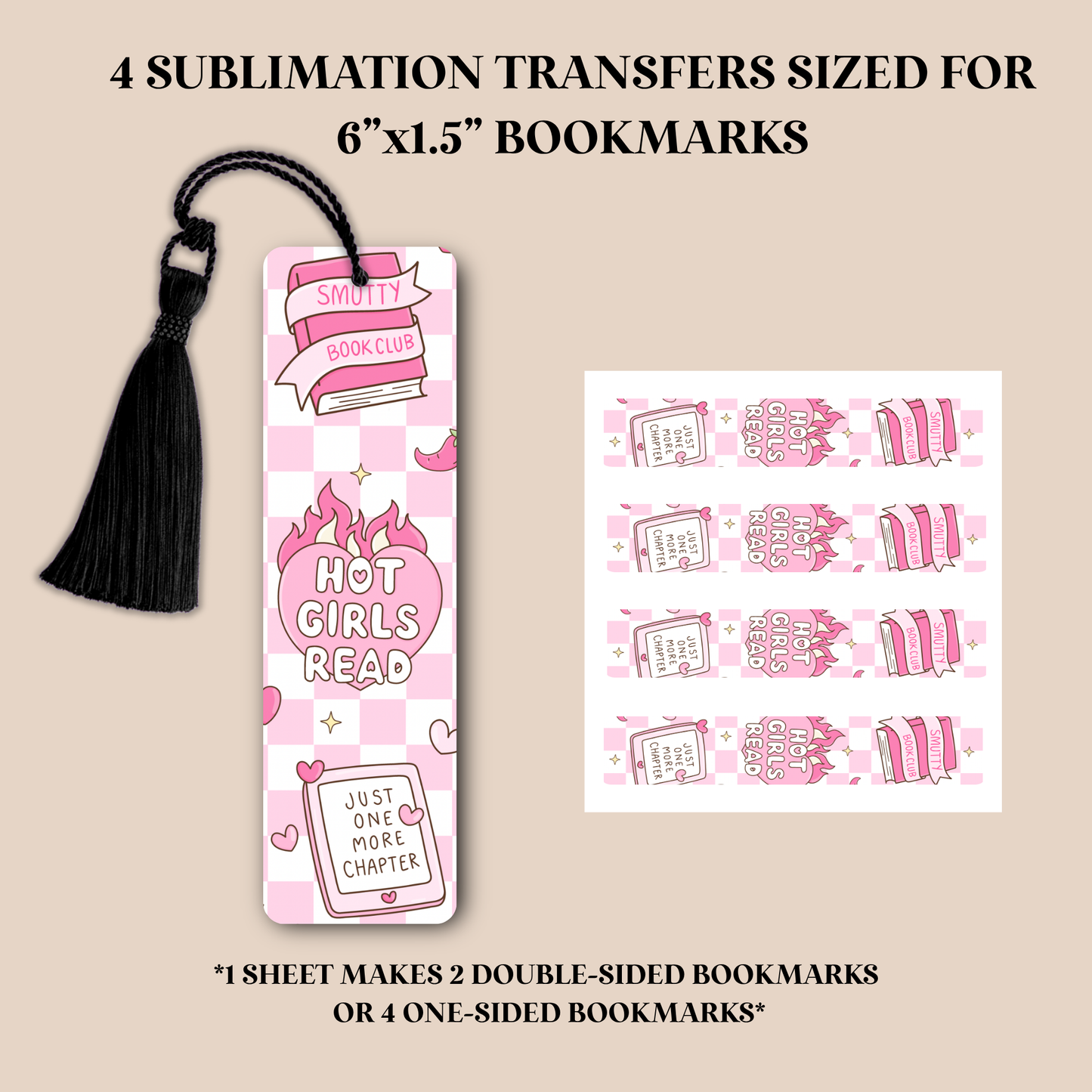Checker Hot Girls Read Bookmark Sublimation Transfer