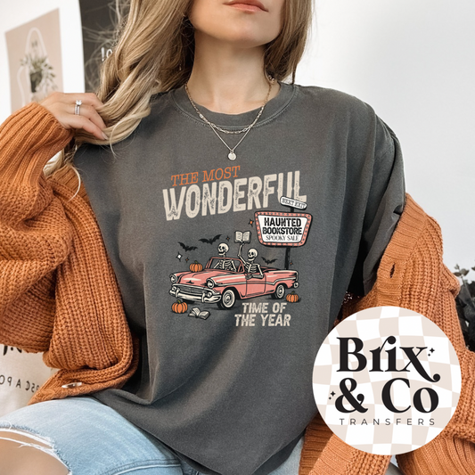 Most Wonderful Time Of The Year Haunted Bookstore DTF HOT PEEL