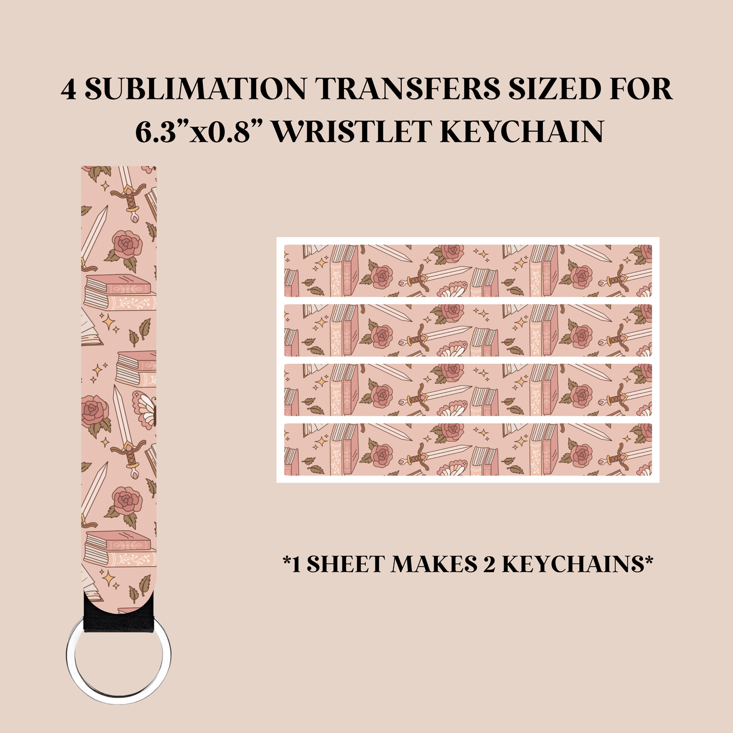 Romantasy Wristlet Keychain Sublimation Transfer