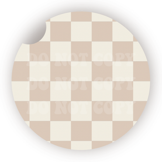 Neutral Checker Car Coaster Sublimation Transfer (Set of 2)