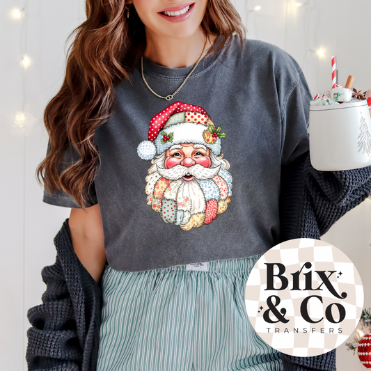 Patchwork Santa DTF HOT PEEL
