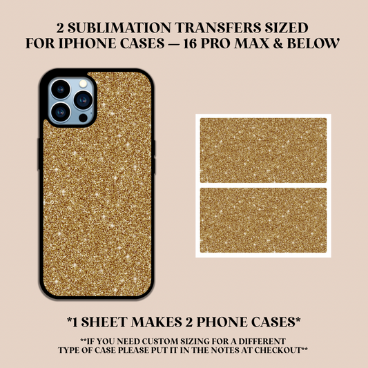 Gold Faux Glitter Phone Case Sublimation Transfer