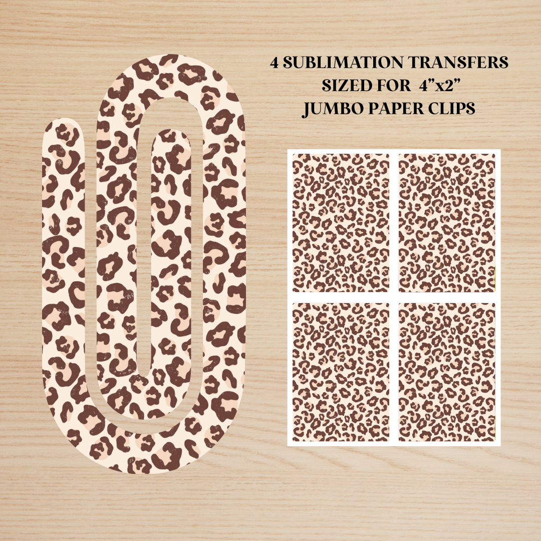 Neutral Leopard Print Jumbo Paperclip Sublimation Transfer
