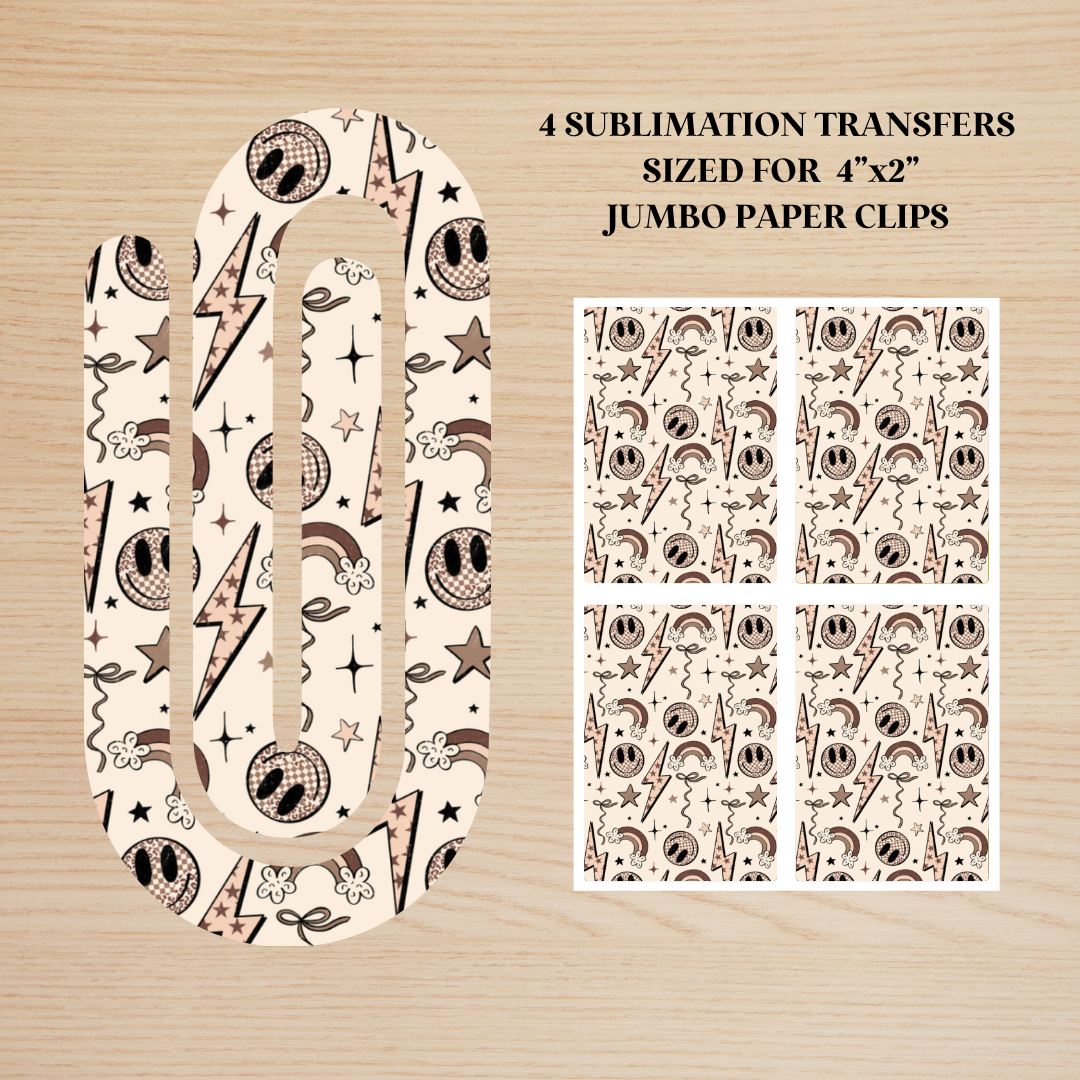 Retro Doodles Jumbo Paperclip Sublimation Transfer