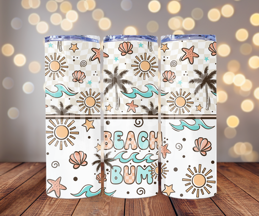 Beach Bum 20 oz Skinny Tumbler Sublimation Transfer - Seamless
