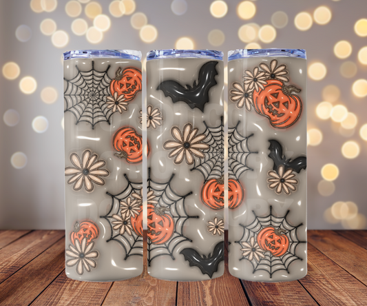 Spooky 3D  20 oz Skinny Tumbler Sublimation Transfer - Not Seamless
