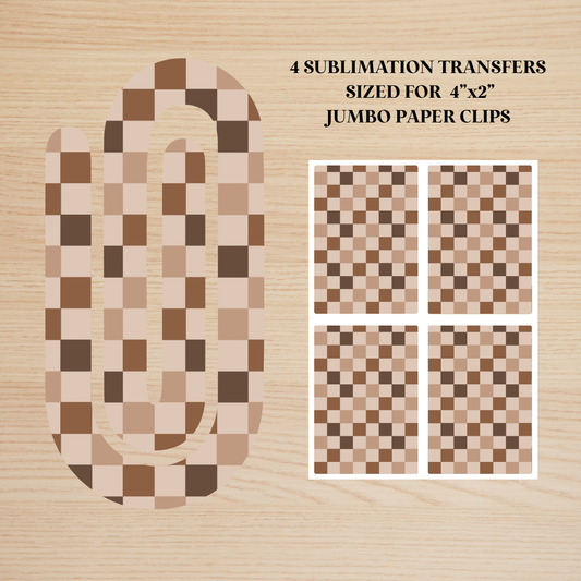Multicolor Neutral Checker Jumbo Paperclip Sublimation Transfer