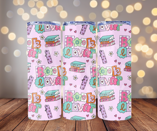 Book Lover 20 oz Skinny Tumbler Sublimation Transfer - Seamless