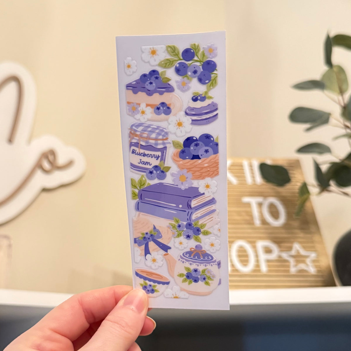 Bookish Blueberries UVDTF Bookmark