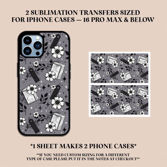 Floral Books Phone Case Sublimation Transfer