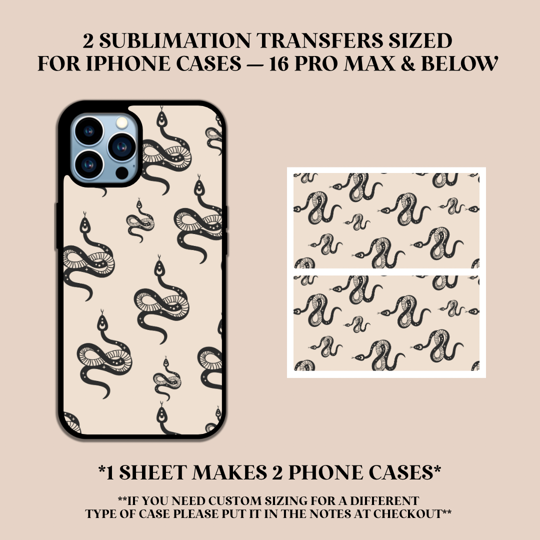 Snakes Phone Case Sublimation Transfer