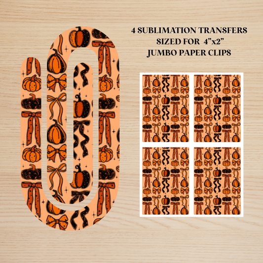 Lace Detail Pumpkins & Bows Jumbo Paperclip Sublimation Transfer