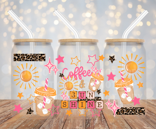 Coffee & Sunshine UVDTF 16oz Glass Can Wrap