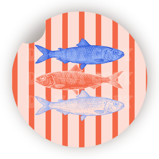 Fish Stripes Car Coaster Sublimation Transfer (Set of 2)
