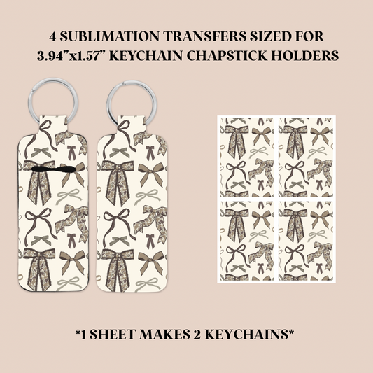 Camo Bows Keychain Chapstick Holder Sublimation Transfer