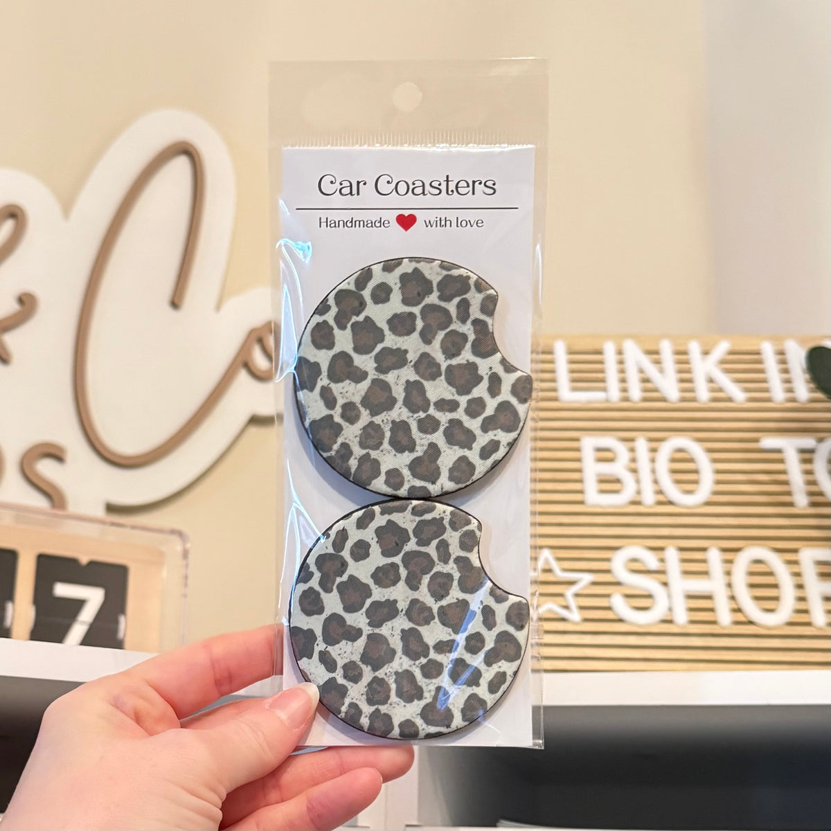Camo Leopard Car Coasters
