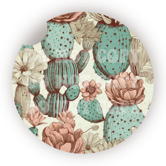 Textured Cactus Car Coaster Sublimation Transfer (Set of 2)