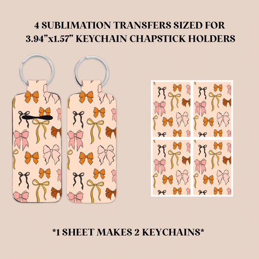 Fall Bows Keychain Chapstick Holder Sublimation Transfer