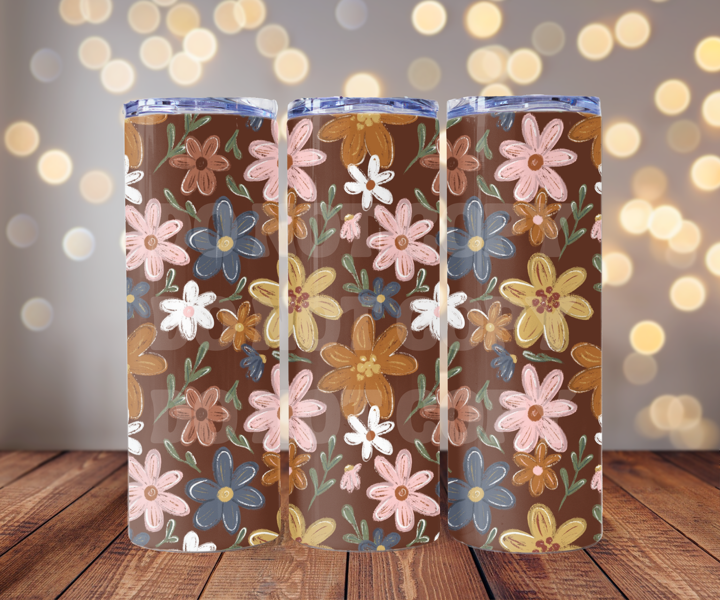 Fall Floral 20 oz Skinny Tumbler Sublimation Transfer - Seamless