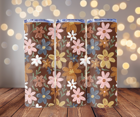Fall Floral 20 oz Skinny Tumbler Sublimation Transfer - Seamless