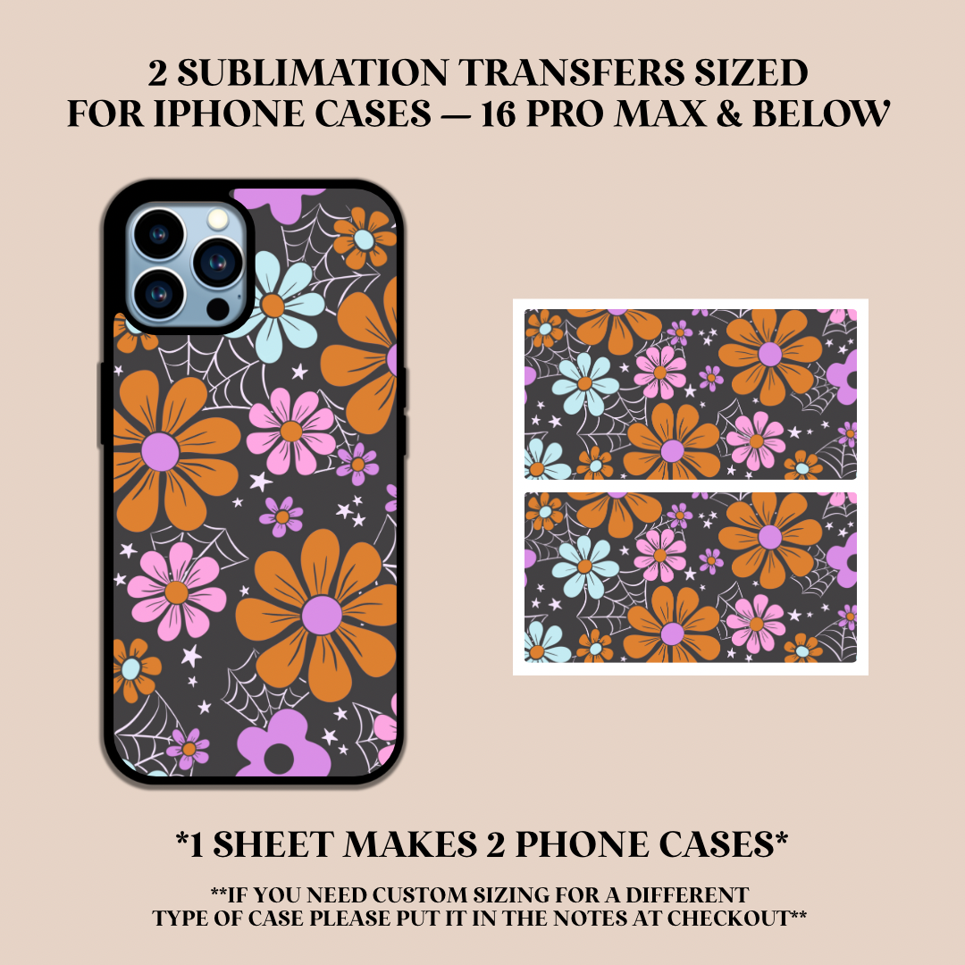 Spooky Floral Phone Case Sublimation Transfer