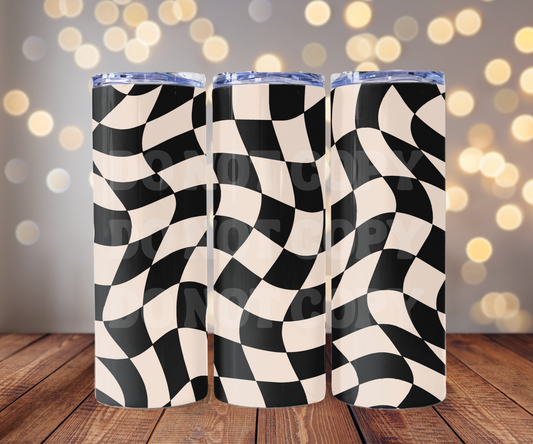 Wavy Checkers 20 oz Skinny Tumbler Sublimation Transfer - Seamless
