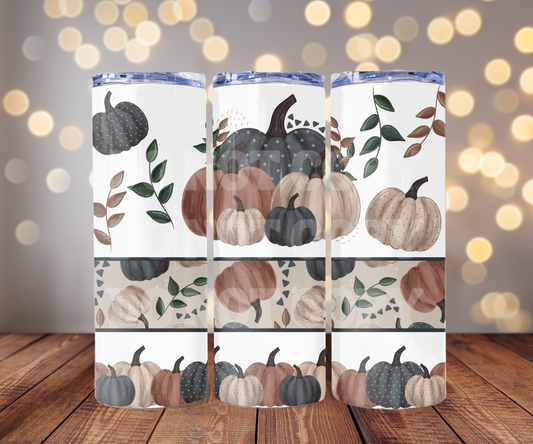 Watercolor Pumpkins 20 oz Skinny Tumbler Sublimation Transfer - Seamless