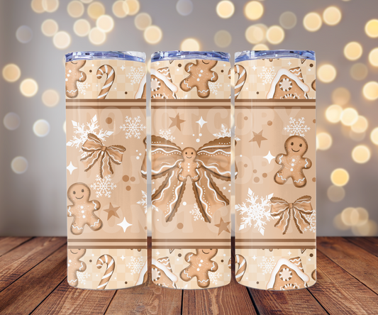 Coquette Gingerbread 20 oz Skinny Tumbler Sublimation Transfer - Seamless