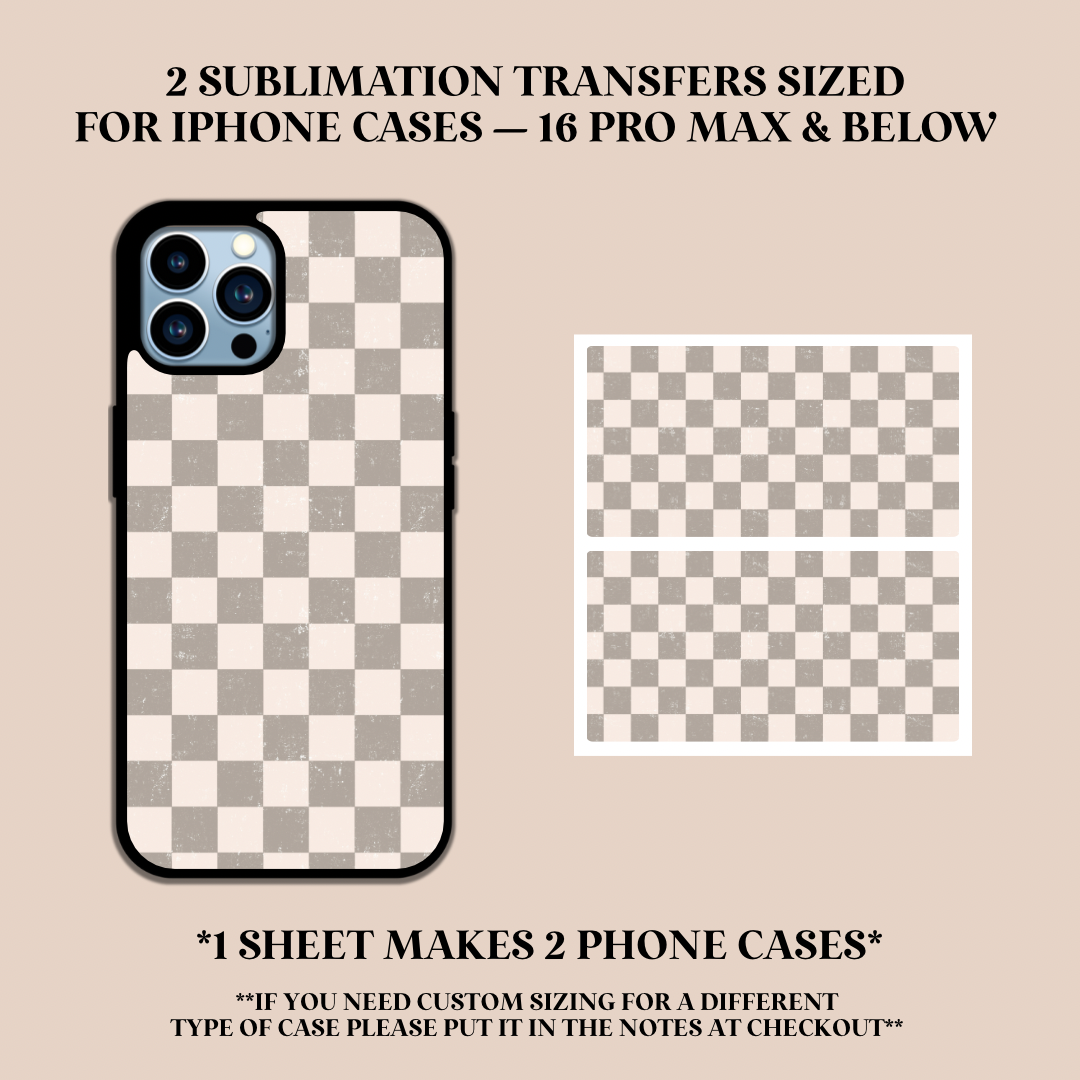 Gray & White Checker Phone Case Sublimation Transfer