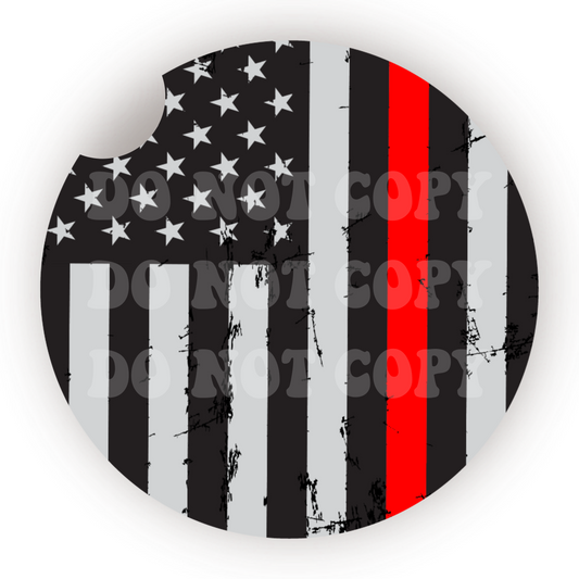 Firefighter Flag Car Coaster Sublimation Transfer (Set of 2)