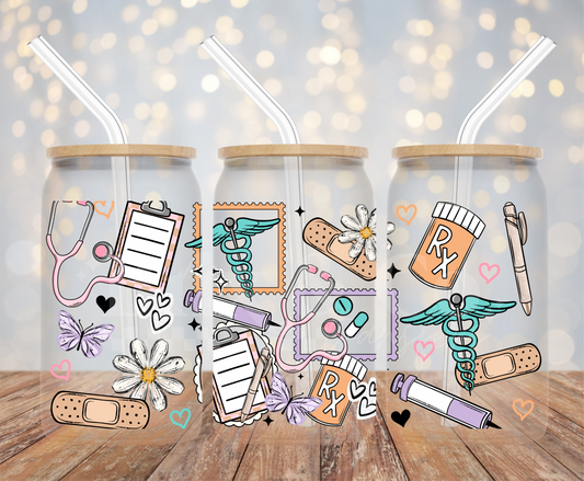 Nurse Doodles 16oz Glass Can Wrap