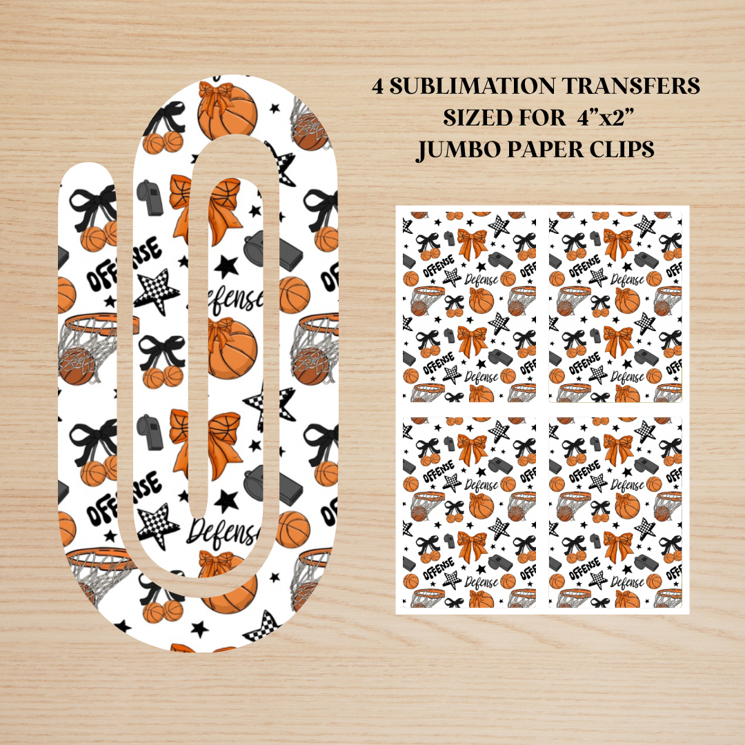 Basketball Doodles Jumbo Paperclip Sublimation Transfer