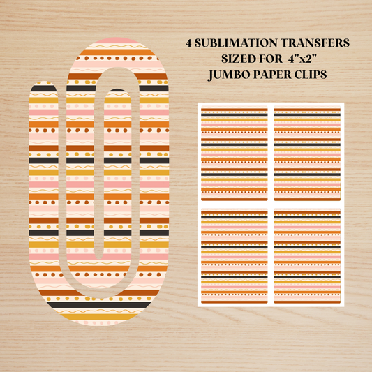 Fall Dots & Stripes Jumbo Paperclip Sublimation Transfer
