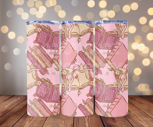 Coquette Books 20 oz Skinny Tumbler Sublimation Transfer - Seamless