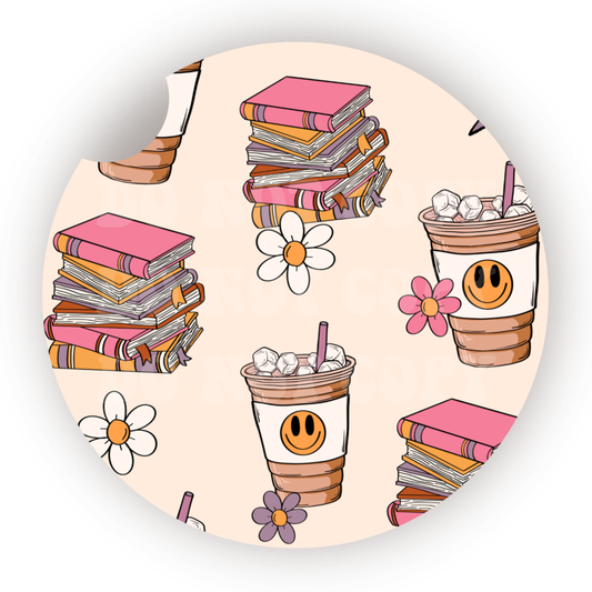 Books & Coffee Car Coaster Sublimation Transfer (Set of 2)
