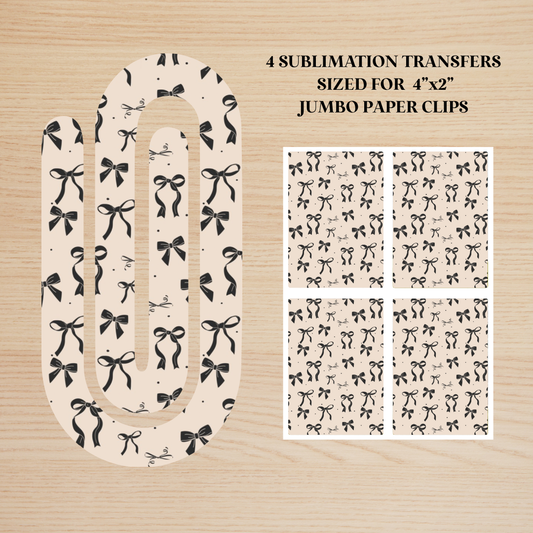 Black Bows Jumbo Paperclip Sublimation Transfer