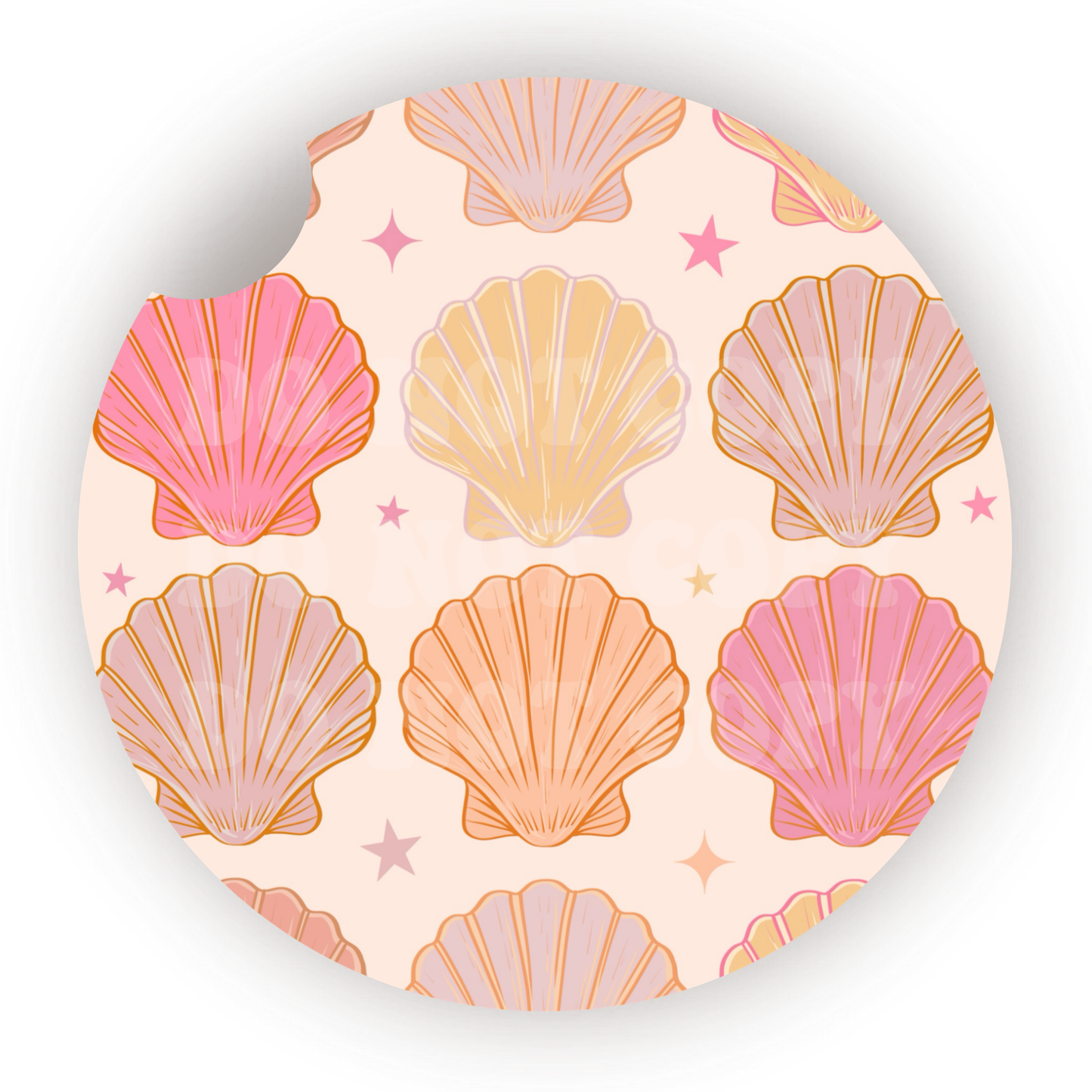 Neutral Seashells Car Coaster Sublimation Transfer (Set of 2)