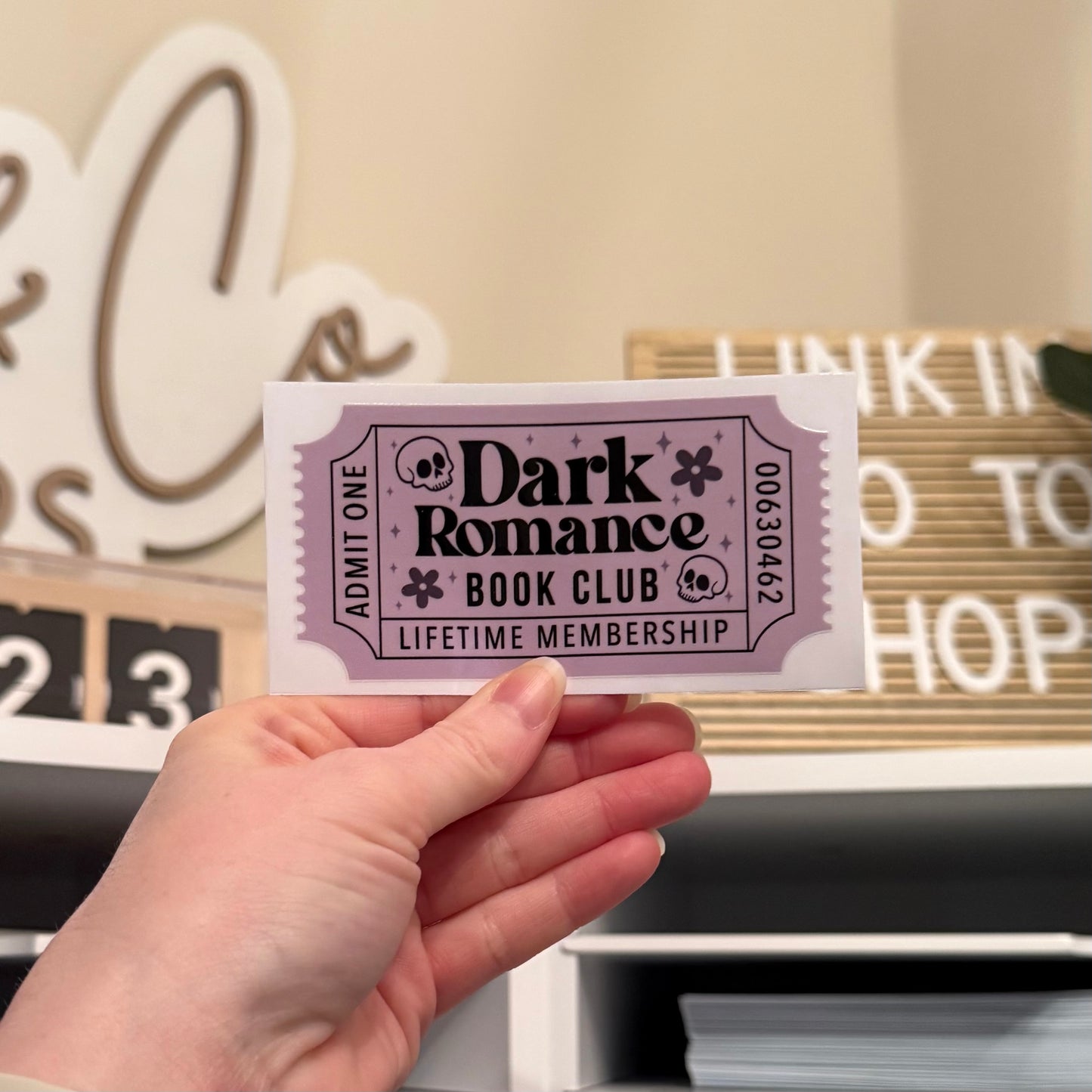Dark Romance Book Club Ticket UVDTF 4” Decal
