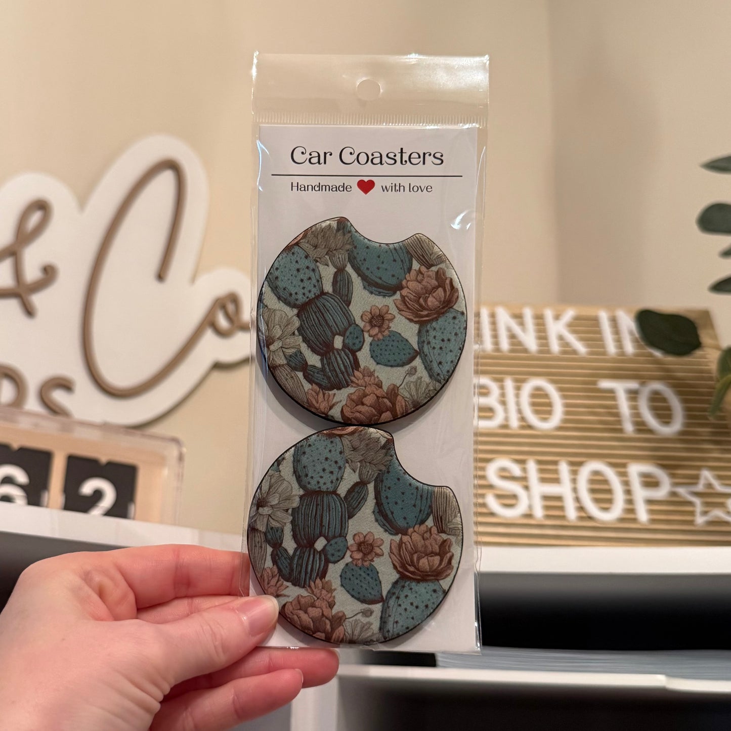 Floral Cacti Car Coasters