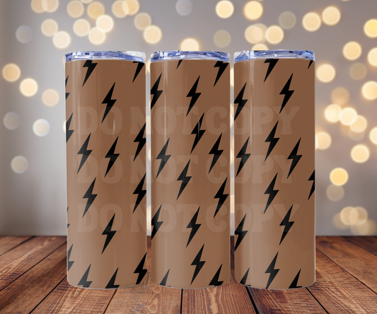 Black Lightning Bolts 20 oz Skinny Tumbler Sublimation Transfer - Seamless