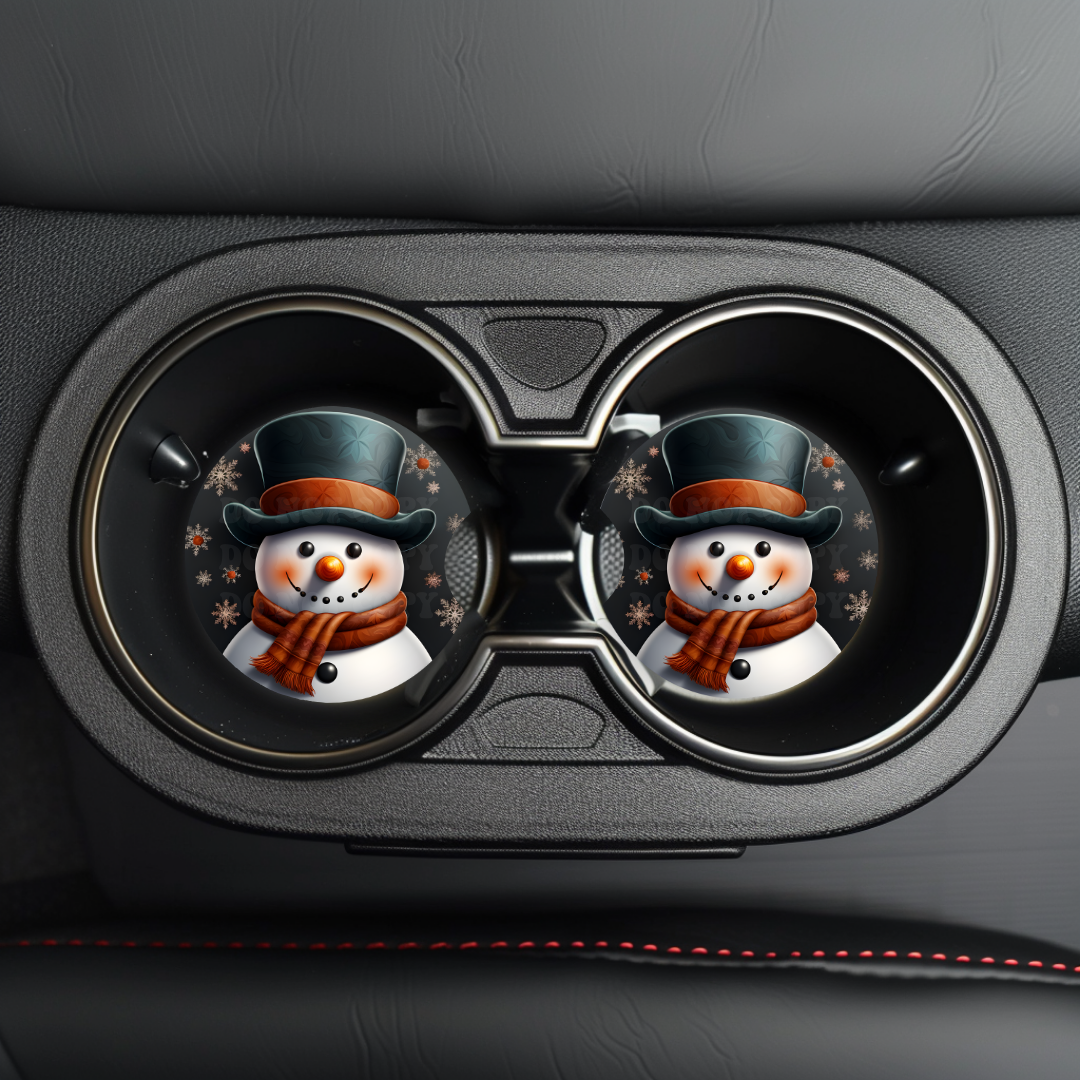 Snowman Car Coaster Sublimation Transfer (Set of 2)