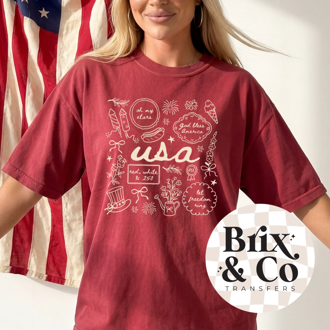 USA Doodles Single Color (Beige)