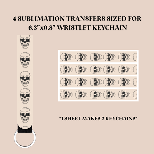 Skulls Wristlet Keychain Sublimation Transfer