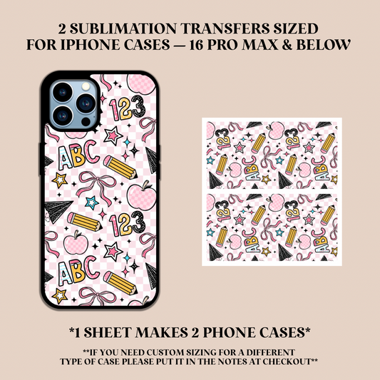 ABC 123 Phone Case Sublimation Transfer