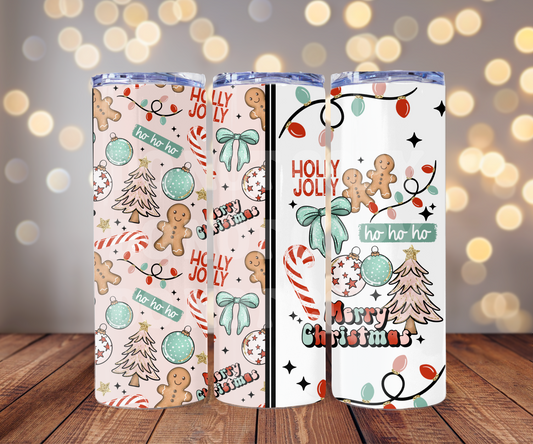 Christmas Doodles 20 oz Skinny Tumbler Sublimation Transfer - Not Seamless