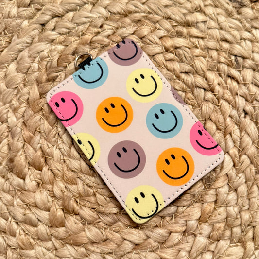 Colorful Happy Faces ID Badge Holder