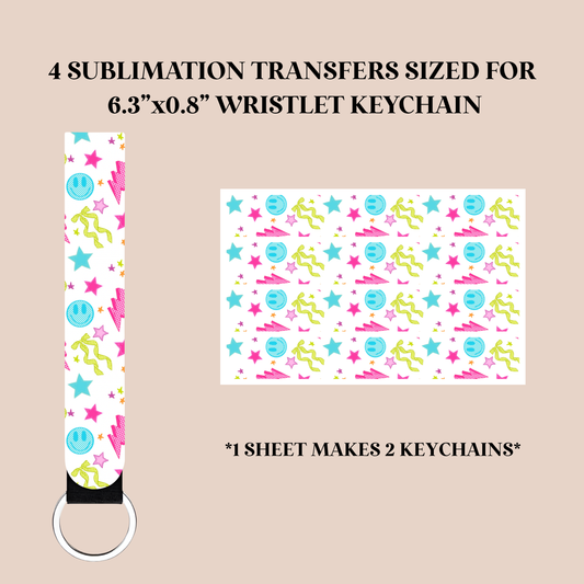 Neon Doodles Wristlet Keychain Sublimation Transfer