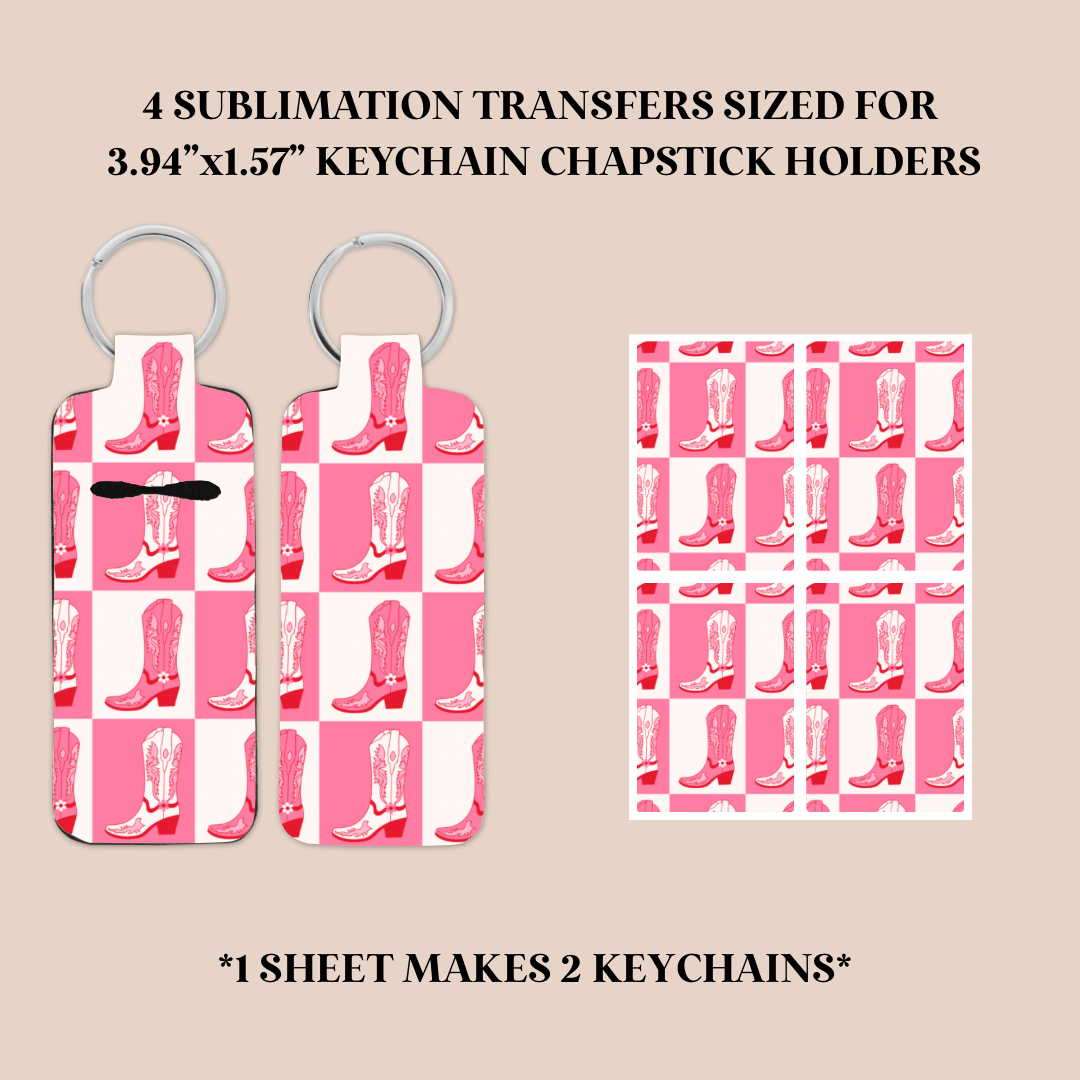 Checker Boots Keychain Chapstick Holder Sublimation Transfer