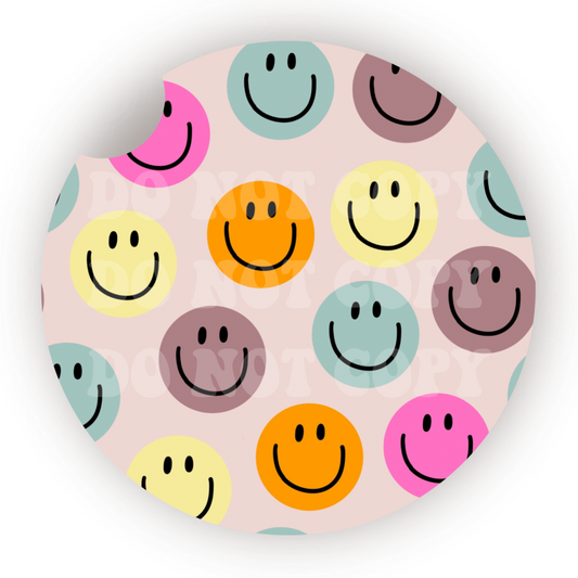 Happy Faces Car Coaster Sublimation Transfer (Set of 2)