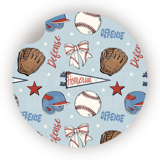 Baseball Doodles Car Coaster Sublimation Transfer (Set of 2)